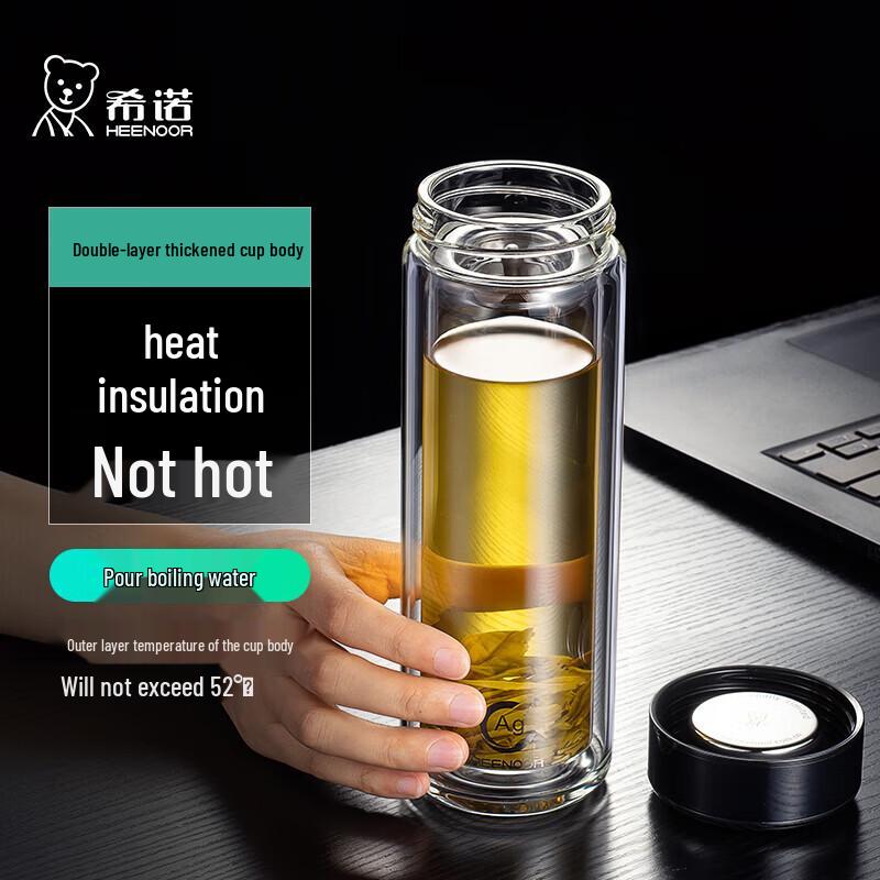 Xinuo Antibacterial Double-Layer Borosilicate Glass Mug