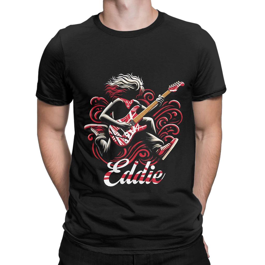 Eddie Van halen guitar tshirt merch Novelty Graphic 100 Cotton TShirt Van Halen Tees Tops For Unisex