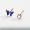 Yongcheng Blue Butterfly Small Fresh Earrings Asymmetrical Design, Feeling, Ear Piercing, Super Fairy Earrings for Best Friend