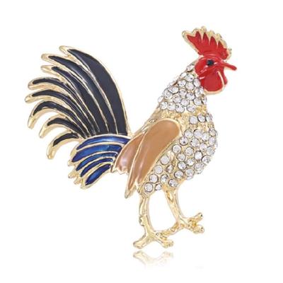 Delicate Alloy Animal Brooch Multicolour Crystal Rooster Pin Metal Brooch for Men and Women Adds Charm To Any Outfit