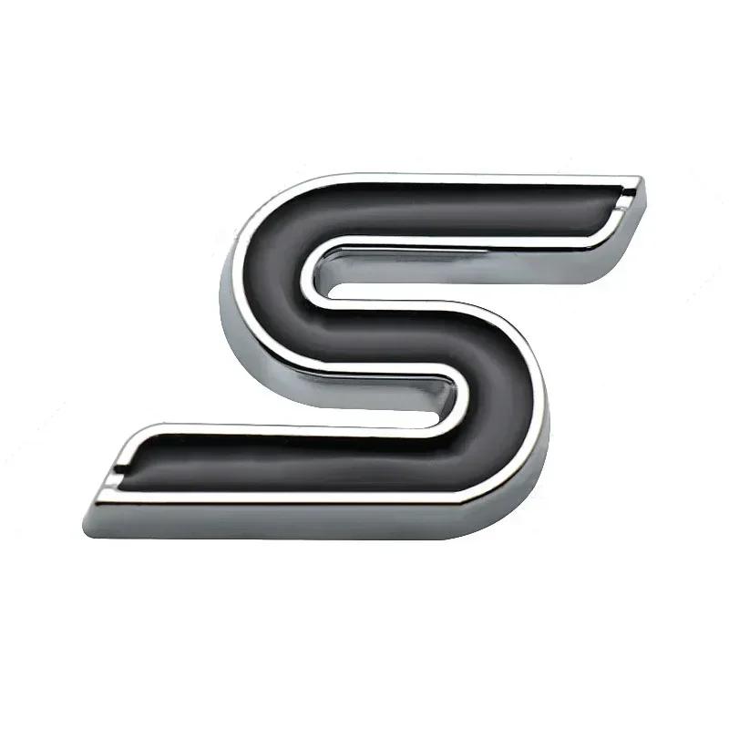Hkwmg3 3D Metal S Logo Front Grille Emblem Badge Car Rear Trunk Stickers For Ford Focus Fiesta Escape Ecosport Kuga Mondeo Accessories