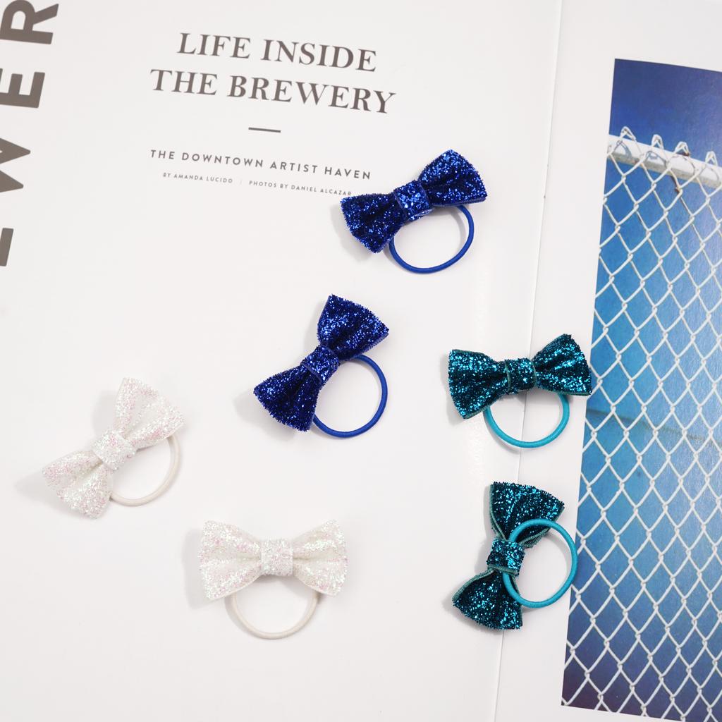 30pcs Baby Girl Hair Ties Glitter Sparkle Hair Bows Rubber Bands Boutique Elastic Hair Rope Ponytail Holder for Kids Toddlers