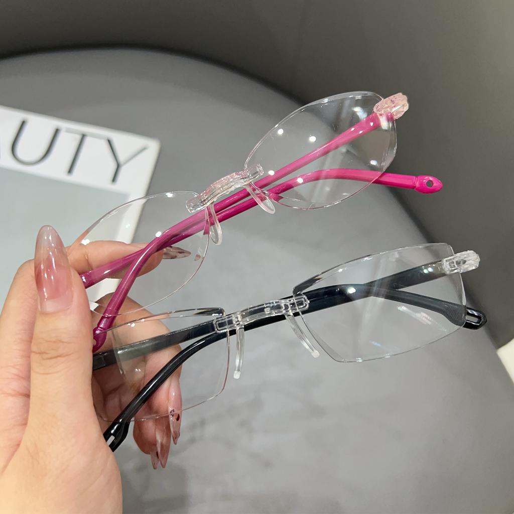 Y2k Narrow-frame Glasses Square Rimless Anti-Blue Light Glasse Women Men Fashion Computer Reading Eyewear Ultra Light Eyeglasses