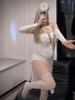 Naughty Witch Sexy Lingerie Cosplay Hot Uniform PULeather Open Crotch Bodysuit Kawaii Transparent Chest Jumpsuit Rabbit Costumes