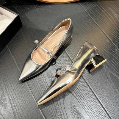 Fashion Block Heel Pointed Toe Gothic with Medium Heels Mary Jane Japanese Style Lolita Women's Shoes Chunky Ladies Pumps Shoe 39 Spring