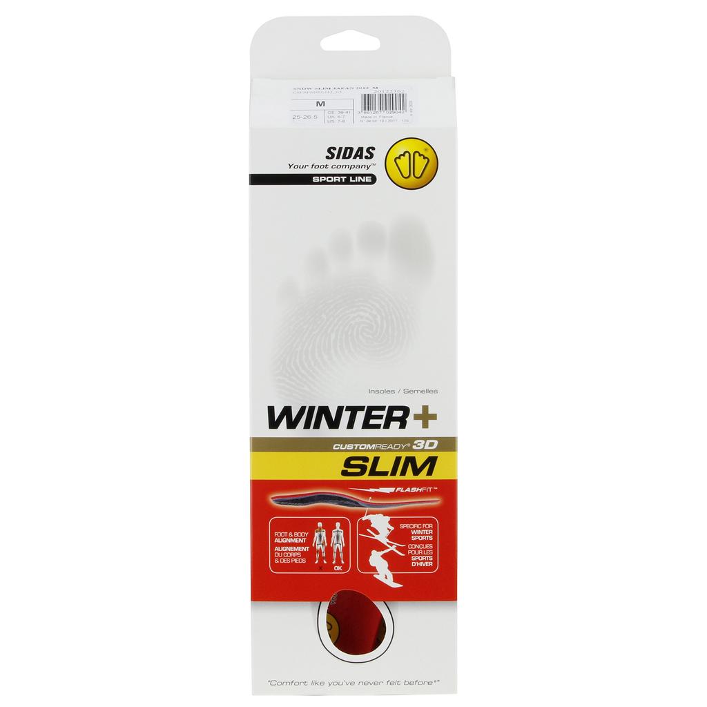 SIDAS Zimní Plus Slim Vložky pro Lyže a Snowboardy Velikost S 20122361, (23,5-24,5 cm), Červený,