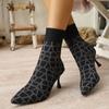 Fashion Women Knitting Sock Boots Elegant High Heels Shoes Fashion Winter Sharp Pointed Thin Heel  Sexy Ankle Boots for Women