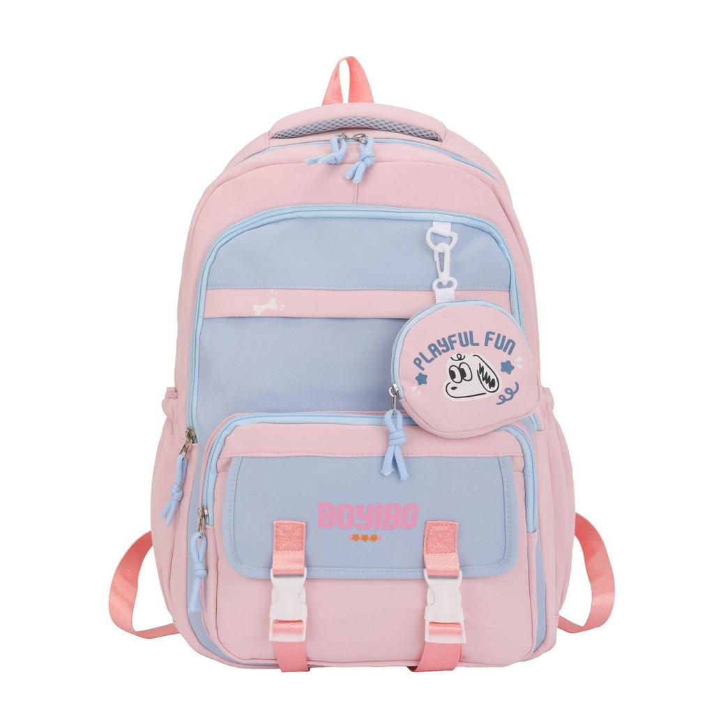 Schoolbag Korean Version of the New High-value College Style Fresh and Sweet Contrasting Color Backpack Junior High School Students Lightweight