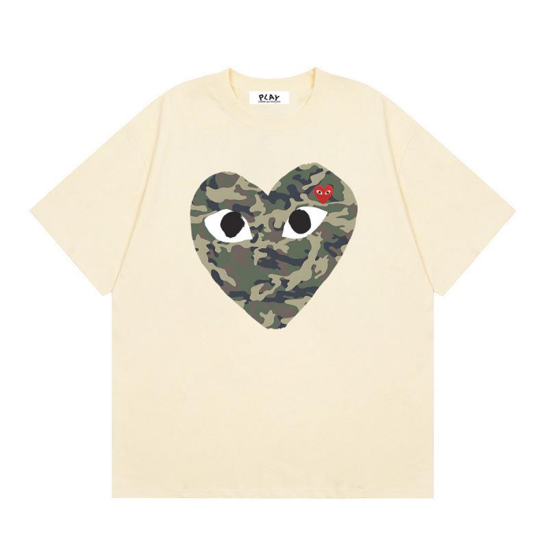 Japanese trendy brand heart-print short-sleeve T-shirt, unisex loose couple's summer casual daily versatile top