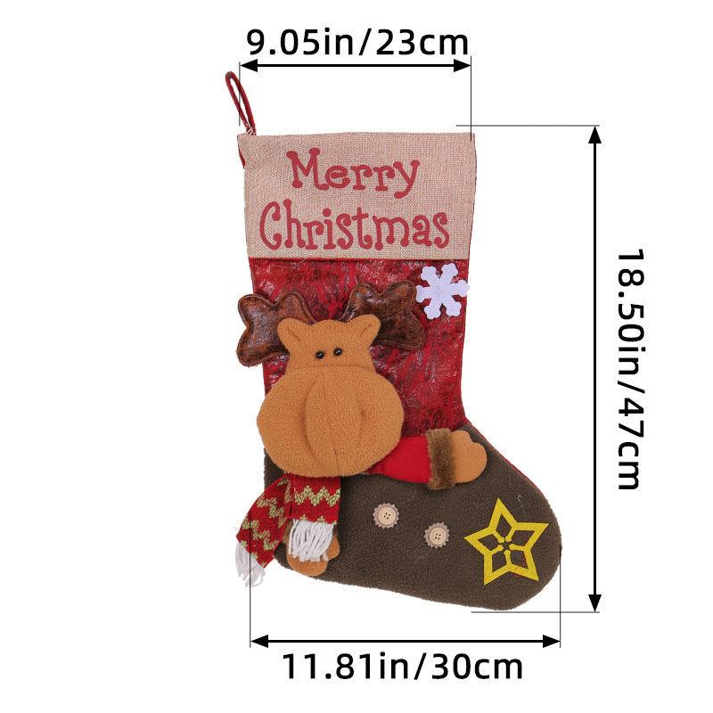 Christmas Santa Claus Big Head Doll socks Three-Dimensional