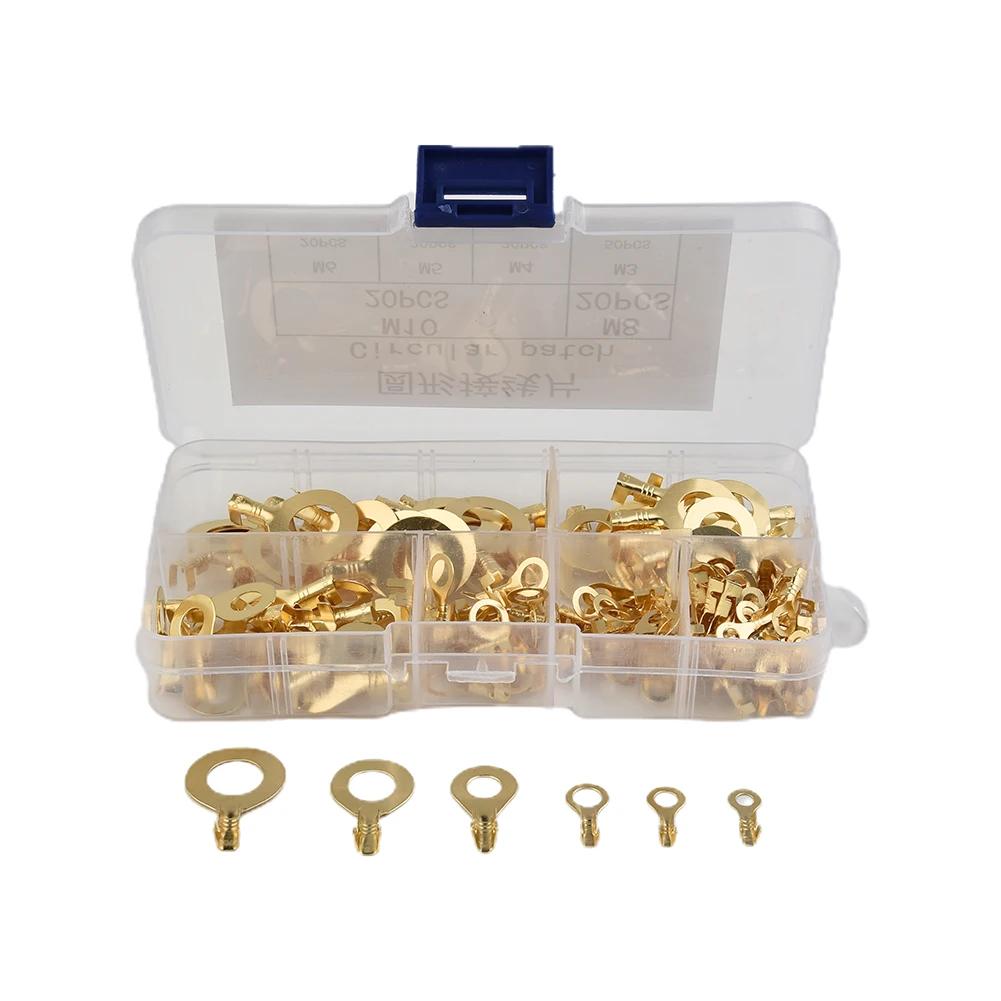 Visual Inspection Possible 150pcs of Assorted Brass Ring Cable Lugs Copper Crimp Connector Kit with Storage Box