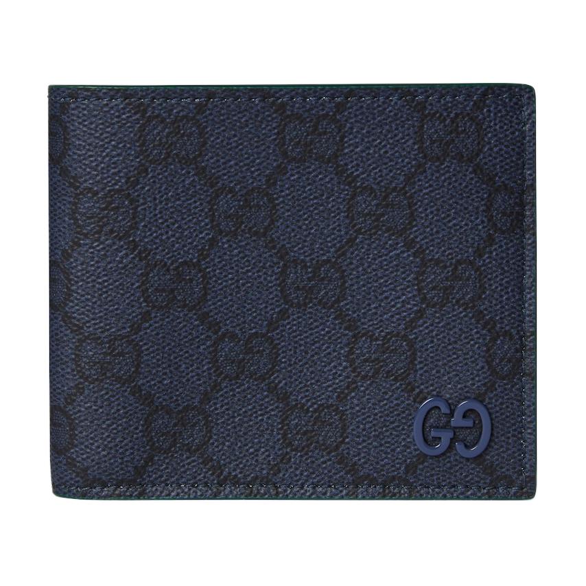 

Gucci GG Supreme Ceramic Effect GG Detail Double Fold Design Leather Wallet Men wallet Dark-Blue 768243-FAFBE-8447 Basic Set (Bag+Dust Bag)