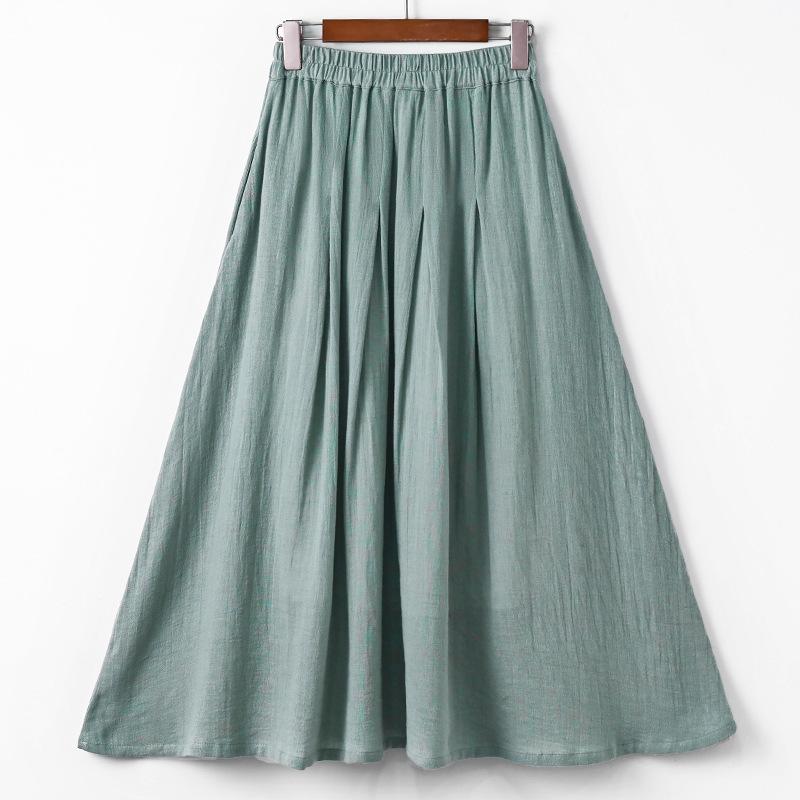

Johnature Женские винтажные юбки с эластичной резинкой на талии, однотонные весенние мягкие повседневные женские юбки L светло-синий