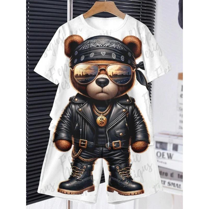 Directional Hot Selling Summer Boys Cool Dinosaur with Stars Printed Short-Sleeved Shorts Suit Abstract Style