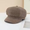 Women S Solid Color Wool Blend Octagonal Newsboy Cap Korean Style Versatile Warm