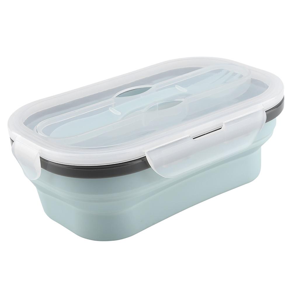 Blue/Pink/Green Foldable Lunch Box Silicone Fruit Storage Box  For Outdoor Travel
