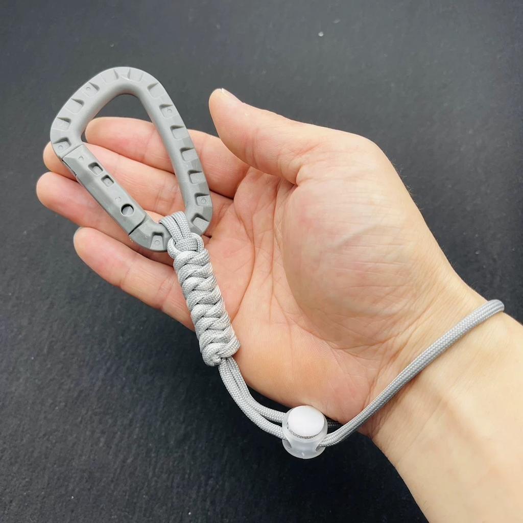 Hand-woven Paracord Carabiner Anti-lost Adjustable Keychain Outdoor Hiking Tools Kettle Buckle Hooks Backpack Accessories