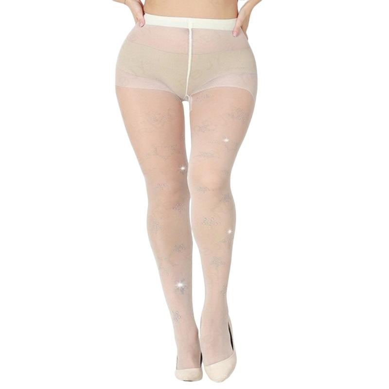 Women Sheer Stockings Sparkling Rhinestones Star Pattern Tights High Elastic Silky Pantyhose Thin See Through Leggings