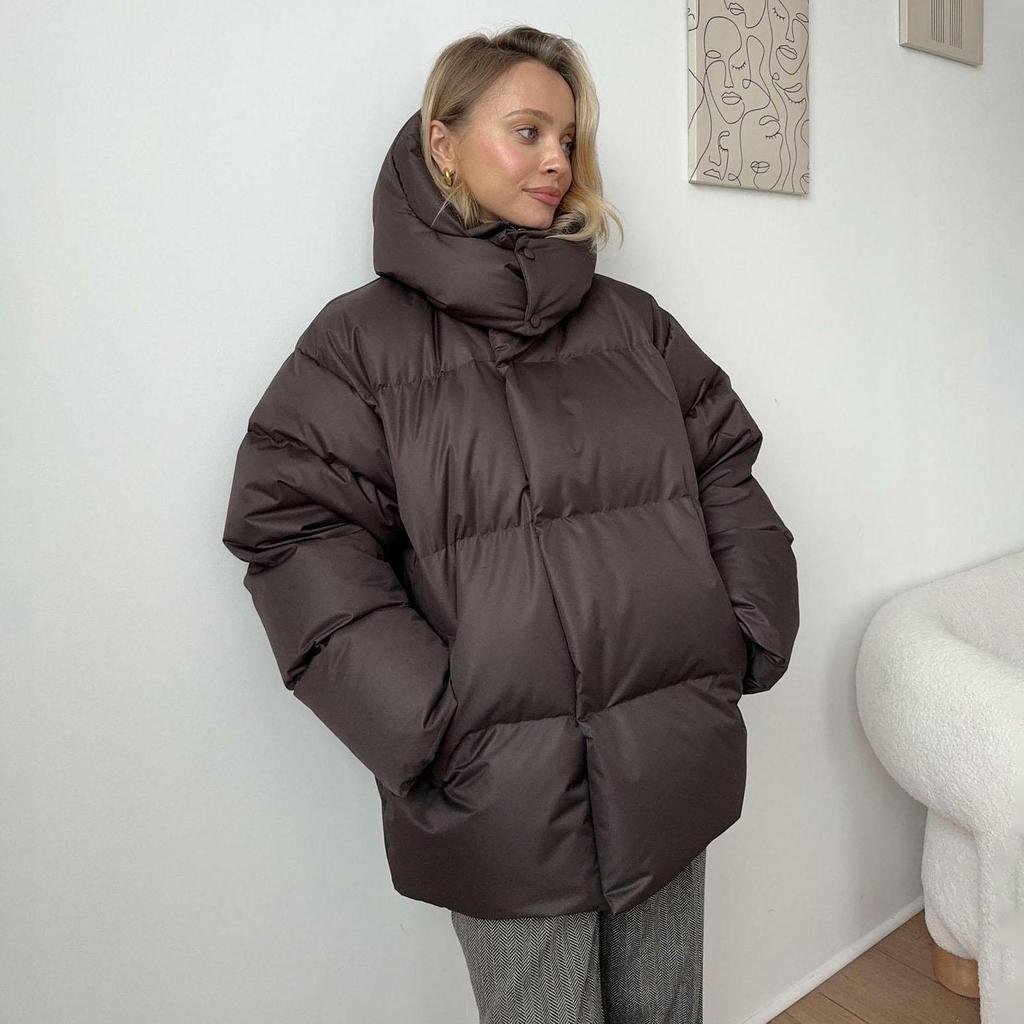 Autumn Winter Thicken Warm Parka Women Casual Solid Color Pocket Loose Short Hooded Coat Jackets Outwear