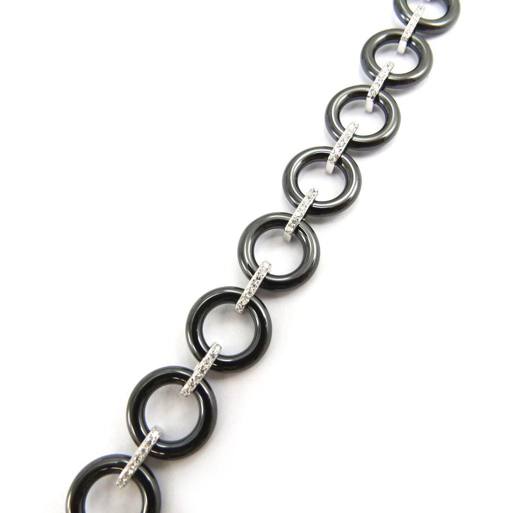 Les Trésors De Lily [L6676] - Silberarmband 'Sissi' schwarz silberfarben rhodiniert (Keramik) - 11 mm