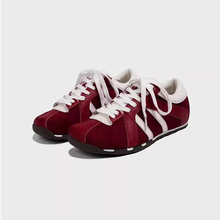 Yunfu Shu Red German training shoes for women's spring and summer 2025 new sports and leisure retro color matching platform zebra shoes