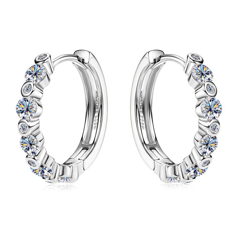 Silvere Glam 2025 Cross-border New Moissanite S925 Sterling Silver Earrings, Fashionable And Trendy Ear Clips