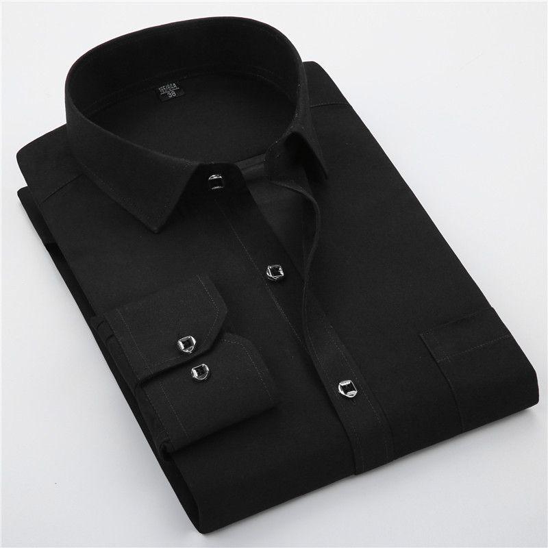 Versatile New Men's Casual Long Sleeve Slim Fit Solid Cotton Dress Shirts