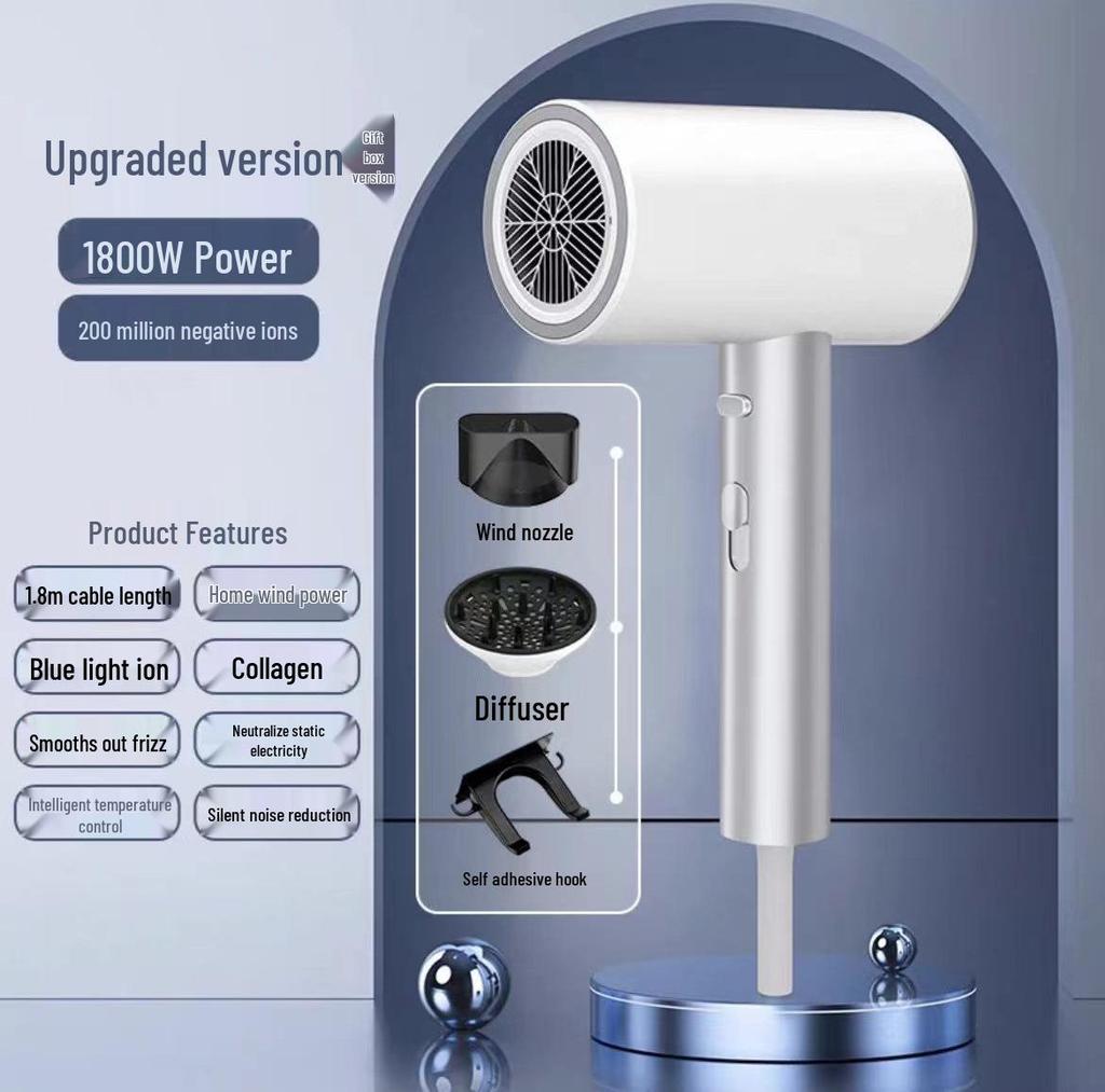High-Speed Ionic Hair Dryer: Silent, Strong Wind, Quick-Dry, Constant Temperature, High Power for Household and Dormitory Use.