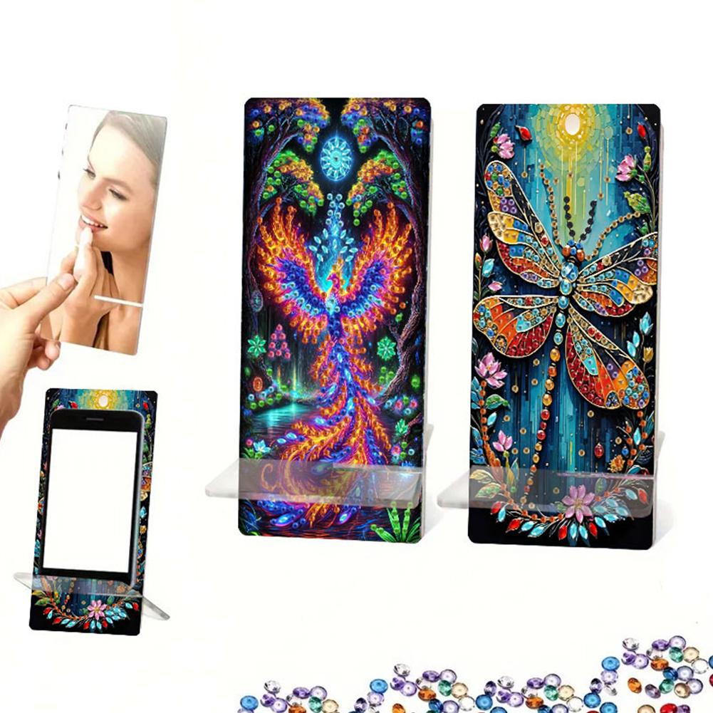 2Pcs Acrylic DIY Animals Flower Diamond Painting Phone Holder Rhinestone Phone Mount Smartphone Support for Adults Beginners