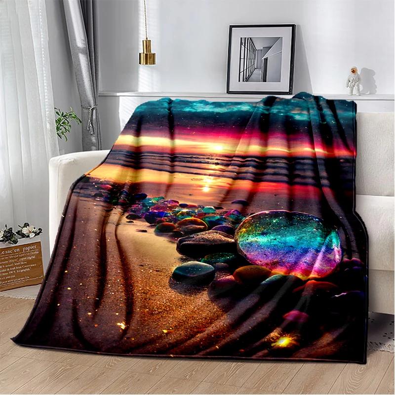 2025 New Style Beauty Colorful Pebble Road Beach Stone Scenery Blanket,Soft Throw Blanket for Home Bedroom Bed Sofa Cover Kids