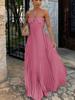 Europäisches/Amerikanisches Trägerloses Plissee-Neckholder-Kleid - Damen Sommer Einfarbig Ärmellos Strand Resort Kleidung