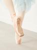Women's Professional Satin Ballet Pointe Shoes with Ribbons - Champagne Gold