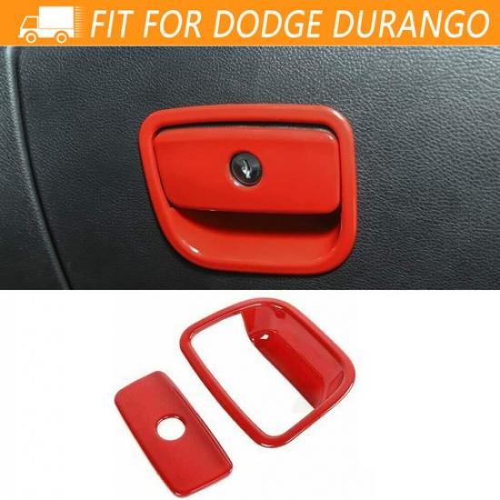 Red Interior Co-pilot Storage Box Handle Cover Trim For Dodge Durango 2011+