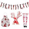 Halloween Bloody Decorate Banner Fake Blood Apron Gloves Socks Set Haunted House Zombie Cosplay Costume Party Decor Props Suppli