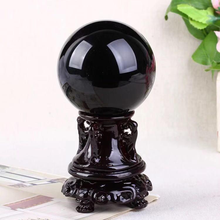 Natural Obsidian Crystal Ball Polished Black Stone Home Decor Ornament