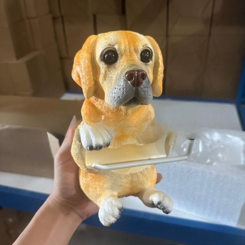 

Novelty Dog Tissue Holder - Resin Sculpture with Functional Paper Roll Dispenser , Cute Animal Theme Bathroom золотистый