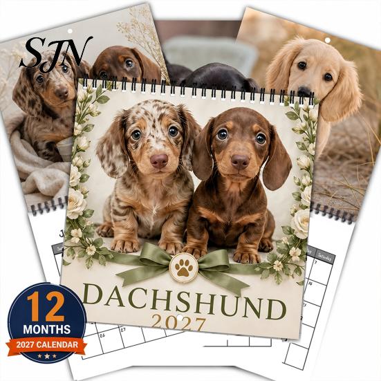 Room Decoration Calendar 2027 Dachshund Dog Wall Calendar, 12 Month Hanging Planner, Jan Academic Office Supplies 2027-Dec Theme for Home Organizing