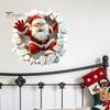 Self Adhesive Christmas Stickers for Door 3D Santa Wall Sticker, Decal, Realistic Breaking Through The Decals Home Decor Effect, Self-Adhesive Festive