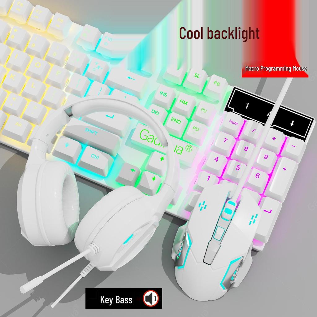 Stummes kabelgebundenes Tastatur- und Mausset mit mechanischem Gefühl für PC/Laptop-Gaming - 3-teiliges Esports-Peripheriegerät.
