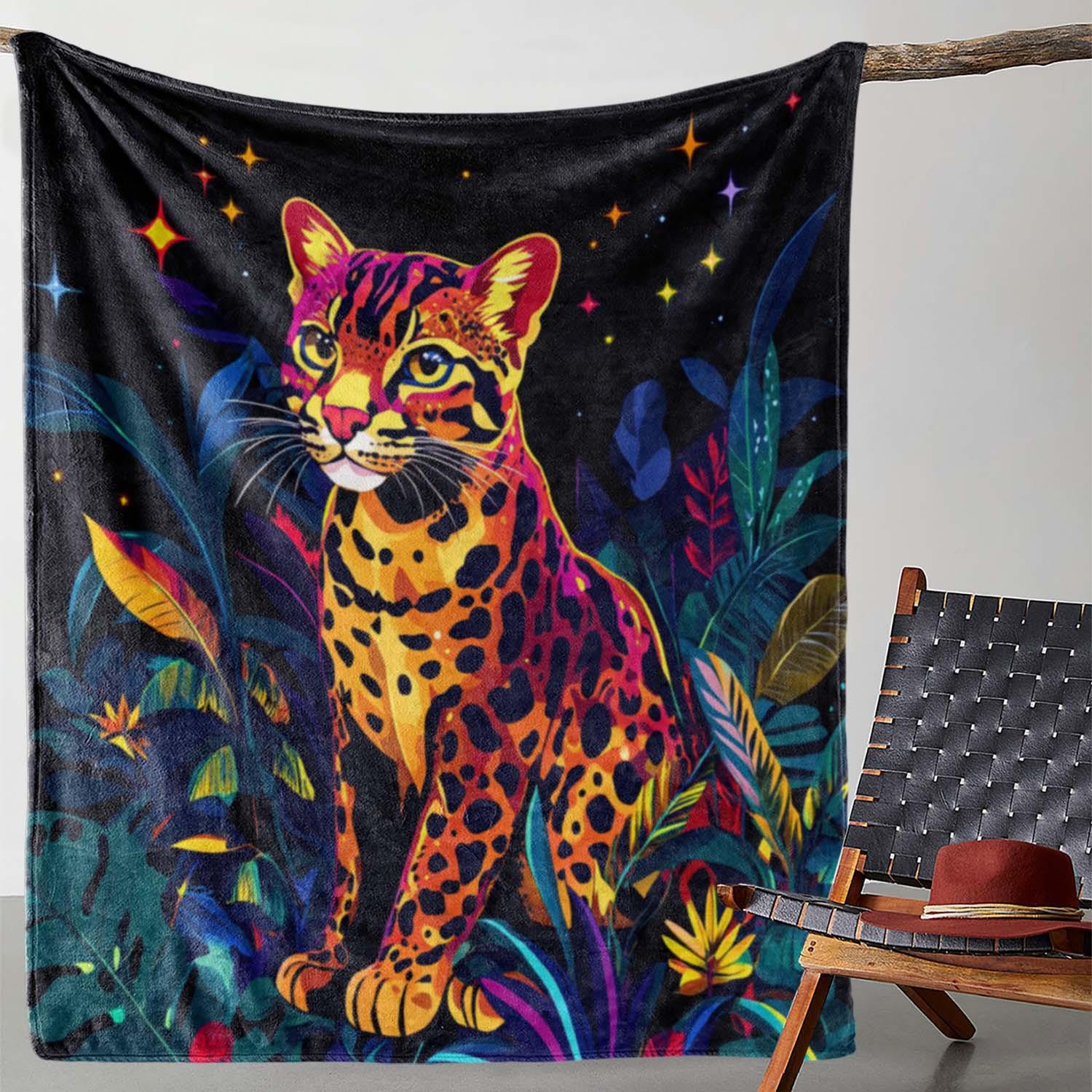 1pc Vintage Style Leopard Print Flannel Blanket - Soft, Cozy, All-Season Knitted Polyester Throw for Sofa, Bed, Car, Office, Cam 75x90cm
