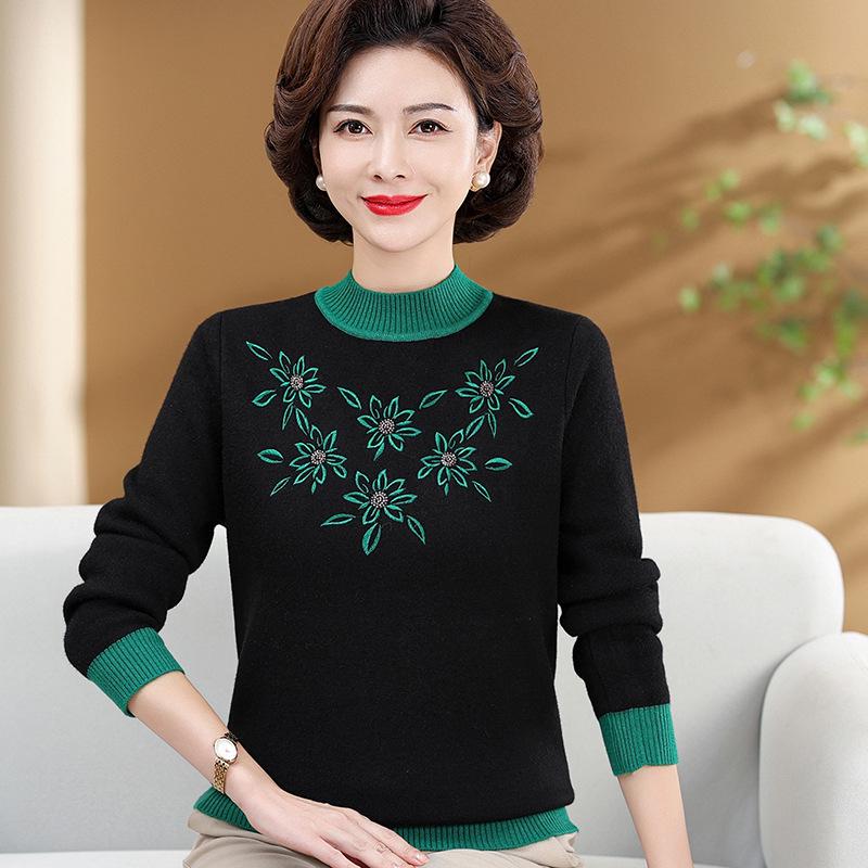 

Стильный вязаный свитер 2024 года с плюшевой подкладкой для женщин среднего и пожилого возраста - Теплый зимний топ с длинным рукавом 3XL (135-150 lbs)