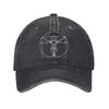 Vintage Corkscrew Vitruvian Wine Bartender Man Baseball Cap Men Women Distressed Cotton Sun Cap Da Vinci Outdoor Golf Gift Hats