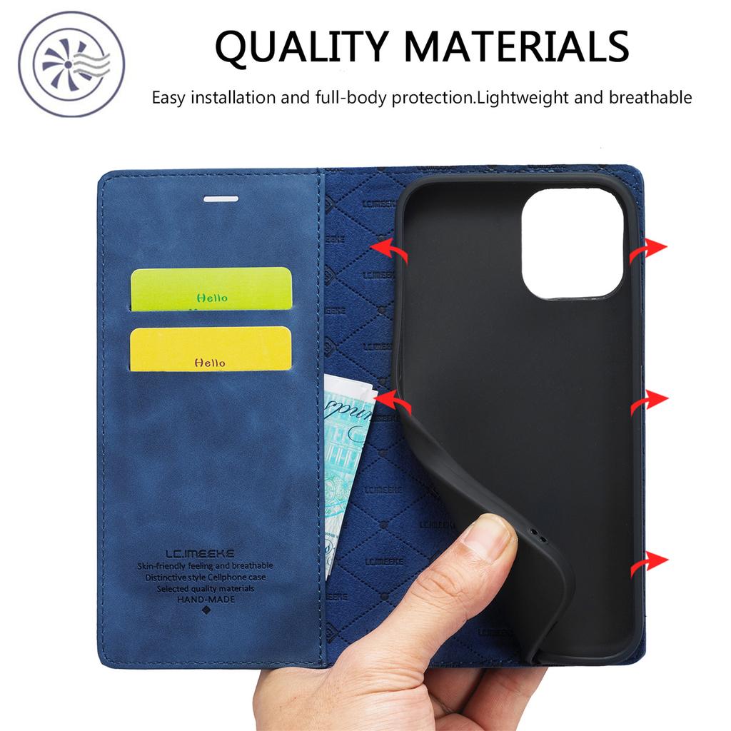 LC.IMEEKE Magnetic Phone Case for iPhone 15,Microfiber Leather Stand Wallet Cover