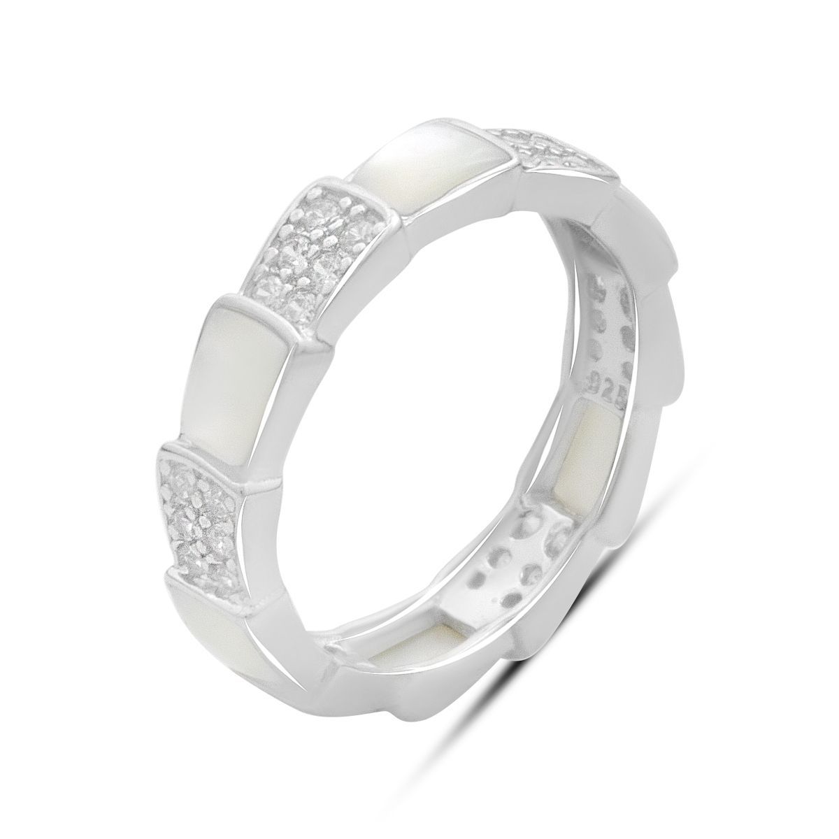 

Серебряное кольцо с натуральным перламутром, вес изделия 2,94 гр (2186168) 18.5 білий