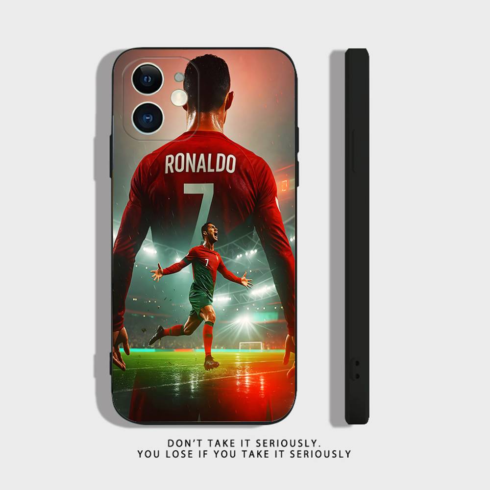 Coque en Silicone Transparent Football R-RoNalDo-ES CR7 pour iPhone 17,16,15,14,13,12,11,Pro,Max,Mini,XS,X,8,Plus Housse Noire antichoc iPhone12