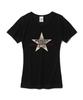 CARGOBROS FOR WOMAN Retro Vintage Star Slim V-Neck Short Sleeve T-Shirt (Black)