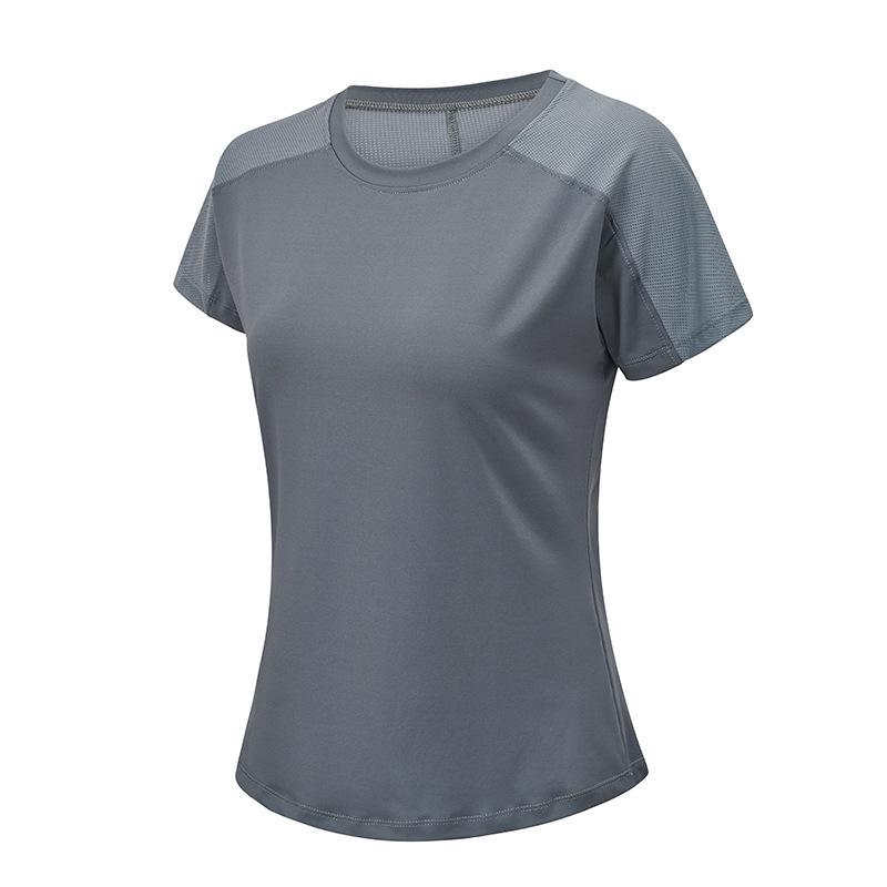 Women s Summer Loose Fit Yoga Top – Slimming, Breathable, Plus Size Sports T-Shirt XL серый