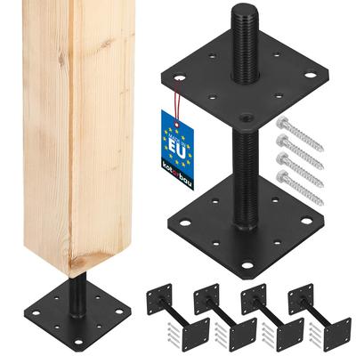 Kotarbau® Adjustable Steel Screw-In Post Base Anchor For Gazebos And Shelters Thread M24 Anthracite 110 X 252 Mm Set Of 4