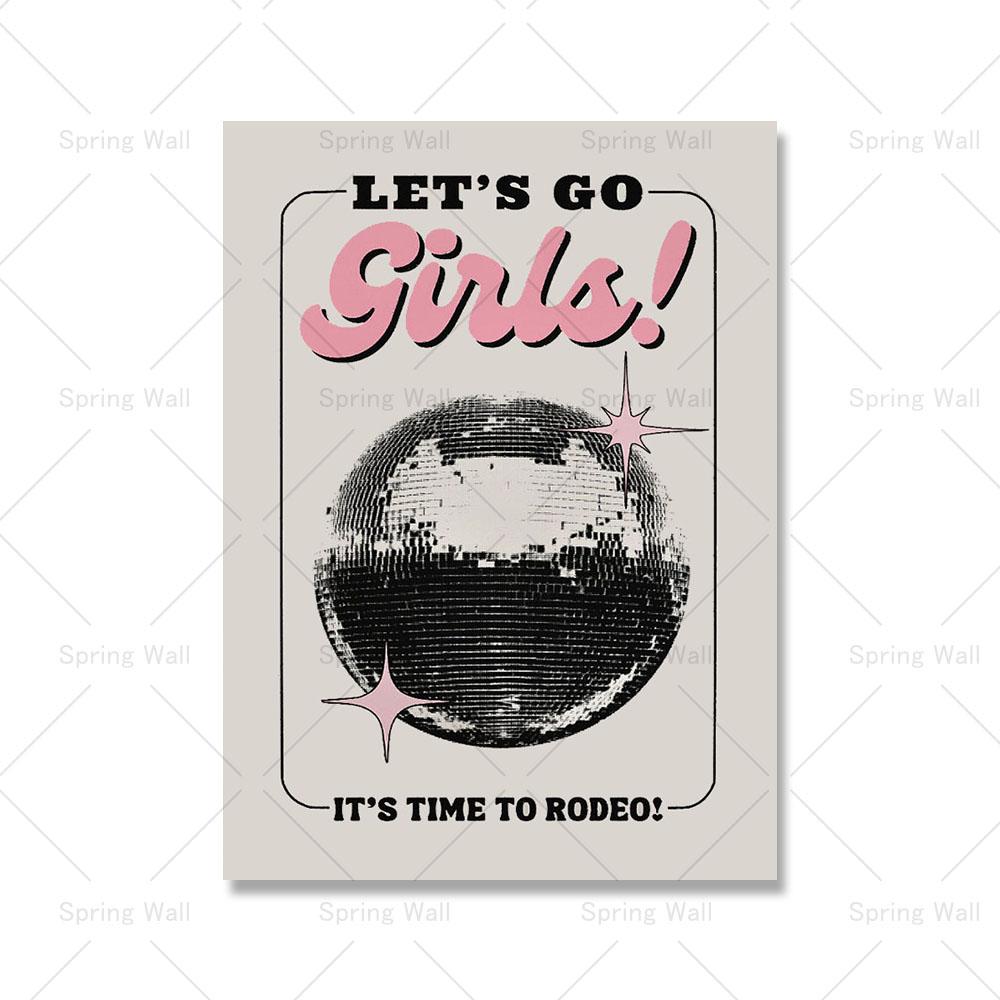 

Модный розовый черный ретро диско кактус прибрежная девушка-ковбой вестерн холст картина скандинавский постер печать настенное искусство картина декор комнаты 21x30cm No Framed