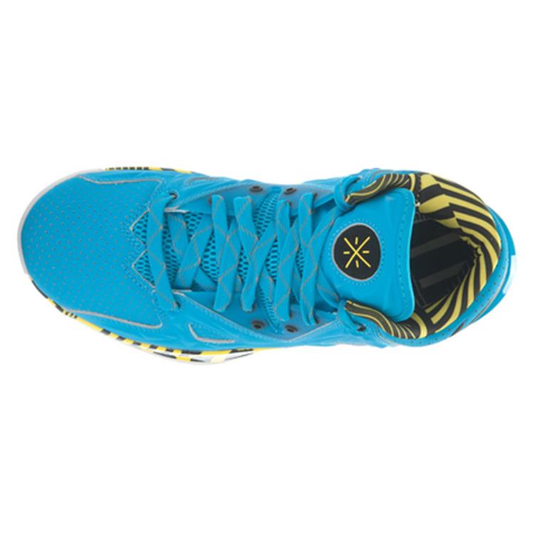 Li Ning WOW 2 Dämpfend Atmungsaktiv Abriebfest Mittelhoch Basketballschuhe Herren Schwarz Gelb Blau ABAJ003-13
